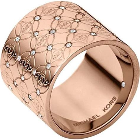 michael kors heritage monogram rose gold tone logo barrel ring|Michael Kors Barrel Ring for sale .